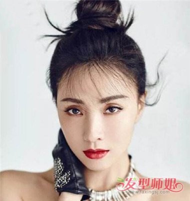 女生无刘海扎丸子头发型