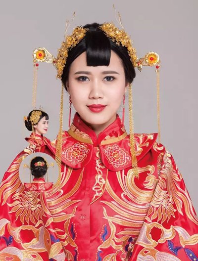 秀禾新娘发型教程图解 秀禾服盘发步骤图解