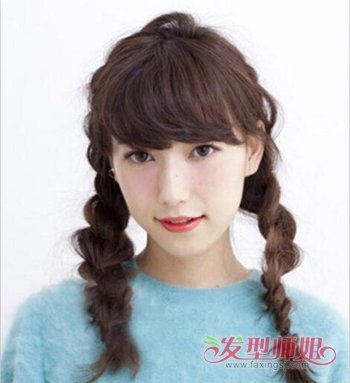 头帘编斜麻花辫过程 韩国头型扎法有头帘的