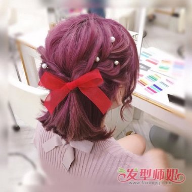 丝带绑蝴蝶结发饰能配短发吗 精致女生短发与丝带结合_发型师姐