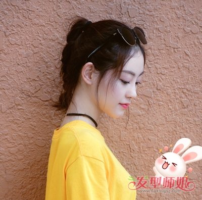 祝绪丹哪吒头+紫色卫衣变甜蜜少女 祝绪丹最新扎发少女心爆棚